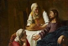 Święta Marta z Betanii, starsza siostra, która wyznała Chrystusa Synem Bożym Obraz Johannesa Vermeera „Chrystus w domu Marty i Marii”: Marta stoi z koszem chleba, a Maria siedzi u stóp Chrystusa i słucha Jego słów