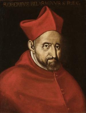 San_Roberto_Bellarmino Portret św. Roberta Bellarmina, jezuickiego kardynała i Doktora Kościoła, w purpurowej sutannie, autorstwa anonimowego malarza włoskiej szkoły.